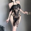 Babydoll Lace & Strap Black Bra and Briefs Set